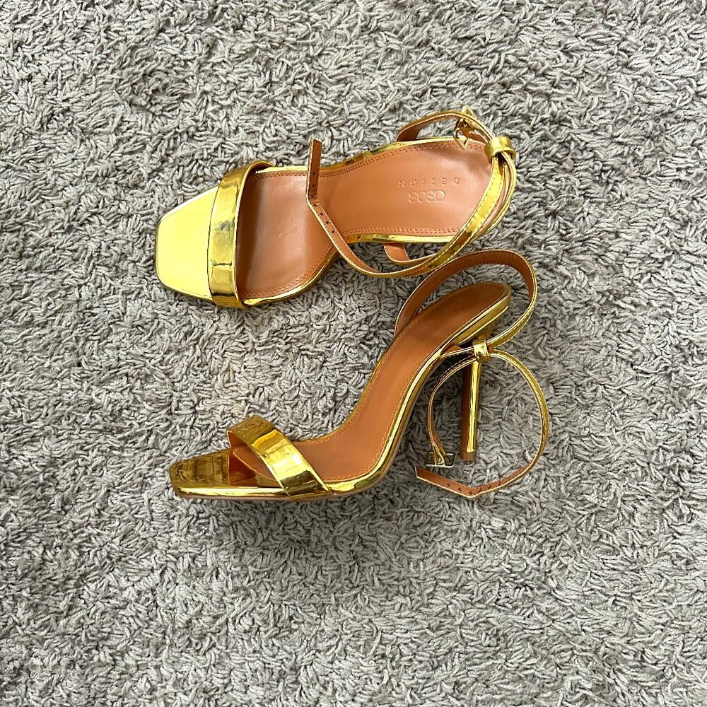 ASOS Gold Metallic Strappy Heels Size 7